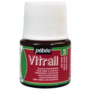 Farba witrażowa do szkła Pebeo Vitrail 45ml, Różowa/31 Old Pink transparentna